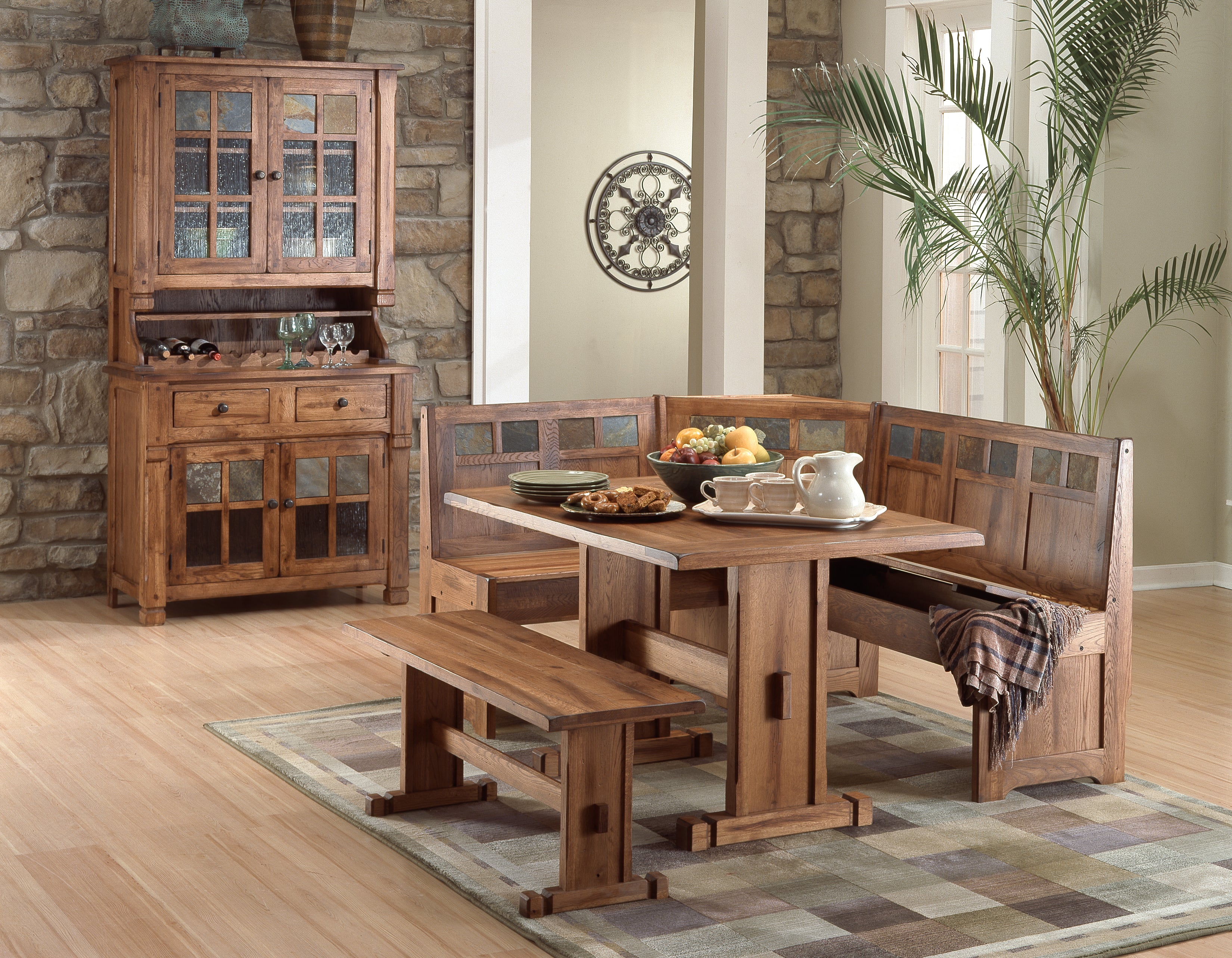 Country Kitchen With Breakfast Nook Rustic Dining Nook Table