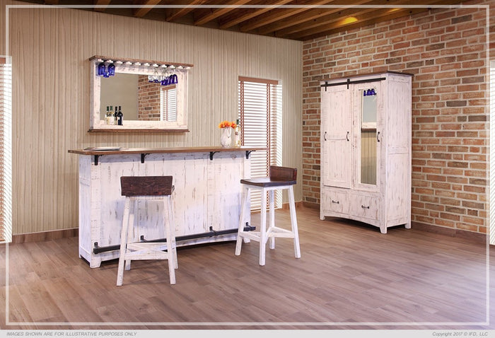 Pueblo White 30" Stool - with wooden seat & base- White finish