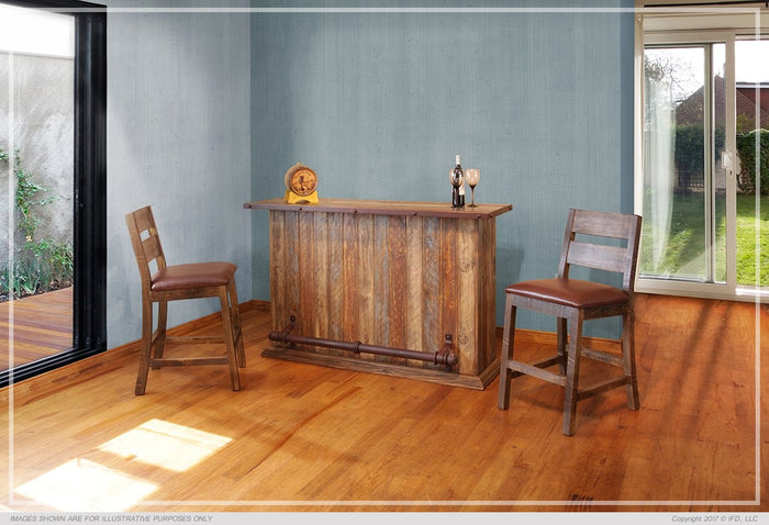 Antique Multicolor 30" Barstool for Bar - with Faux Leather seat