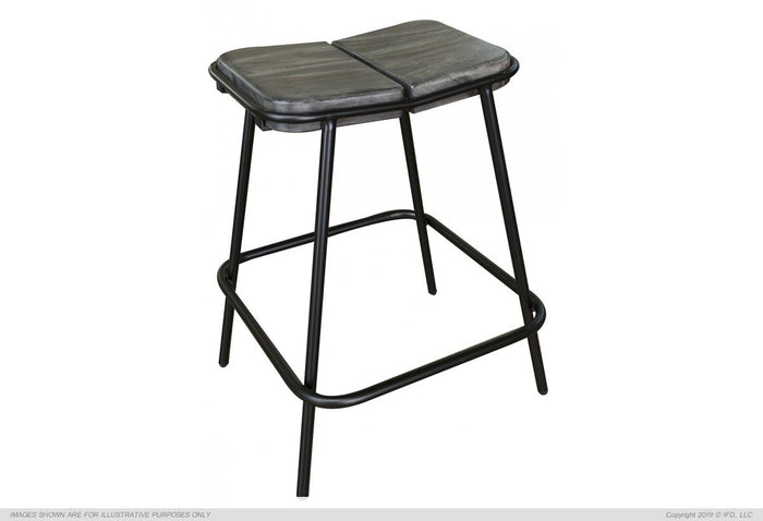 Moro 24" Stool - with wooden seat & iron base