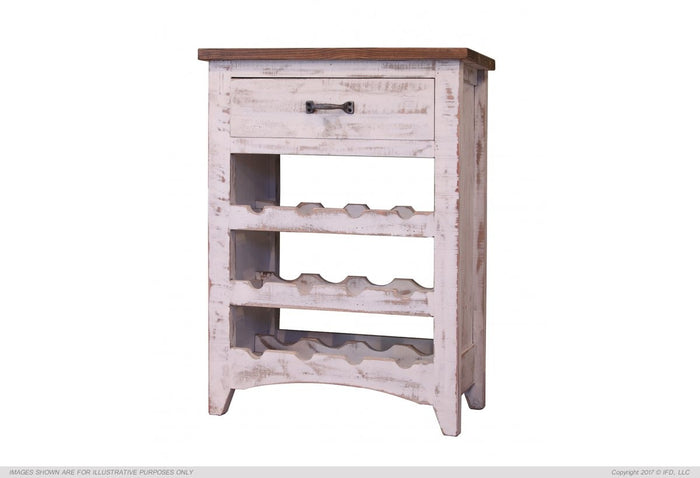 Pueblo White 1 Drawer, 3 Bottle holder fixed shelves